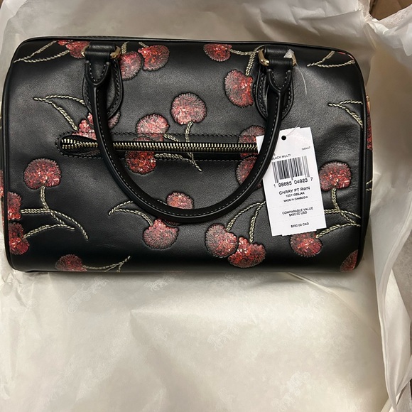 Coach Black Satchel with Red Cherry Design NWT - Picture 3 of 3